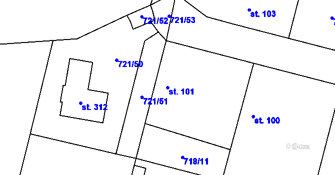 Parcela st. 101 v KÚ Obořiště, Katastrální mapa