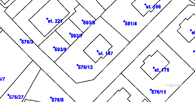 Parcela st. 167 v KÚ Obořiště, Katastrální mapa