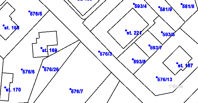 Parcela st. 576/3 v KÚ Obořiště, Katastrální mapa
