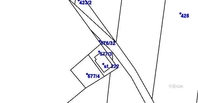 Parcela st. 577/3 v KÚ Obořiště, Katastrální mapa