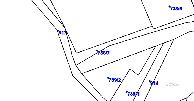 Parcela st. 738/7 v KÚ Obořiště, Katastrální mapa