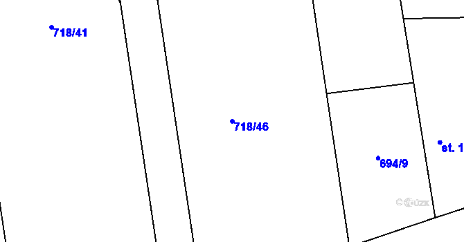 Parcela st. 718/46 v KÚ Obořiště, Katastrální mapa