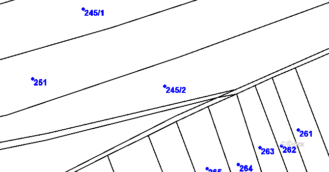 Parcela st. 245/2 v KÚ Obořiště, Katastrální mapa
