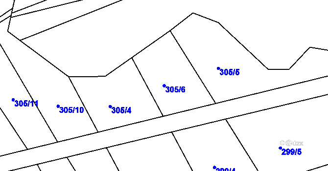 Parcela st. 305/6 v KÚ Obořiště, Katastrální mapa