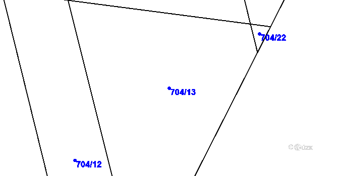 Parcela st. 704/13 v KÚ Obořiště, Katastrální mapa