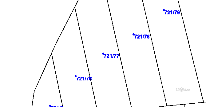 Parcela st. 721/77 v KÚ Obořiště, Katastrální mapa