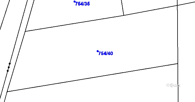 Parcela st. 754/40 v KÚ Obořiště, Katastrální mapa