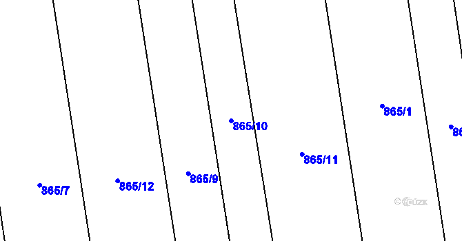 Parcela st. 865/10 v KÚ Obořiště, Katastrální mapa