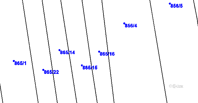 Parcela st. 865/16 v KÚ Obořiště, Katastrální mapa