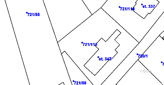 Parcela st. 721/113 v KÚ Obořiště, Katastrální mapa