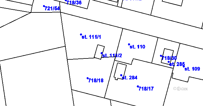 Parcela st. 111/2 v KÚ Obořiště, Katastrální mapa