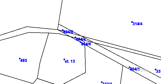 Parcela st. 804/6 v KÚ Bezděčín u Obrataně, Katastrální mapa