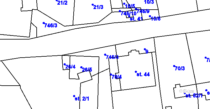Parcela st. 746/4 v KÚ Bezděčín u Obrataně, Katastrální mapa