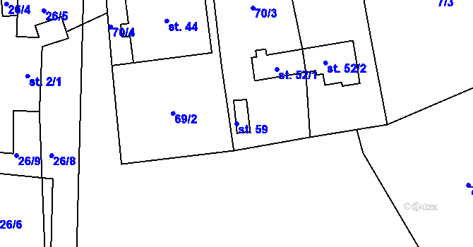 Parcela st. 59 v KÚ Bezděčín u Obrataně, Katastrální mapa