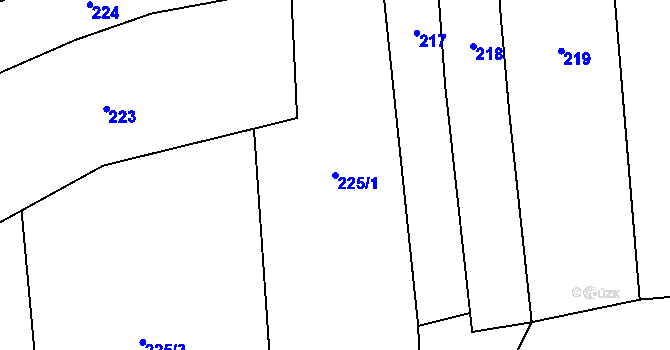 Parcela st. 225/1 v KÚ Bezděčín u Obrataně, Katastrální mapa