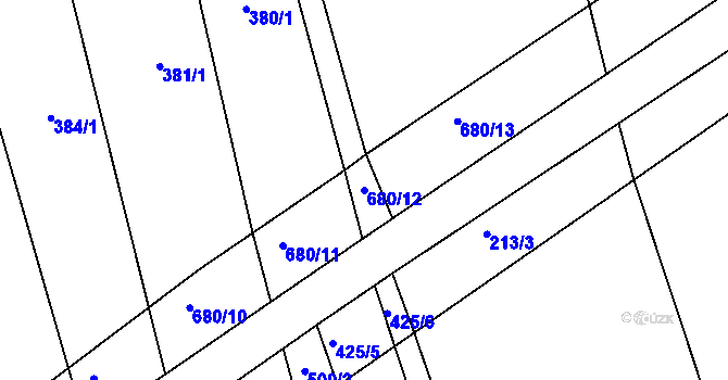 Parcela st. 680/12 v KÚ Hrobská Zahrádka, Katastrální mapa
