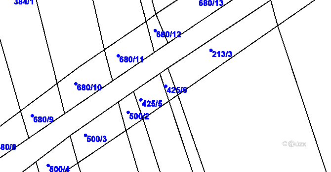 Parcela st. 425/6 v KÚ Hrobská Zahrádka, Katastrální mapa