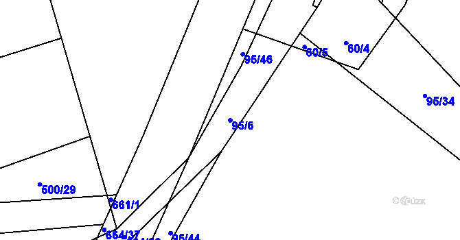 Parcela st. 95/6 v KÚ Hrobská Zahrádka, Katastrální mapa