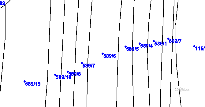 Parcela st. 589/6 v KÚ Hrobská Zahrádka, Katastrální mapa