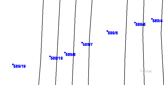 Parcela st. 589/7 v KÚ Hrobská Zahrádka, Katastrální mapa
