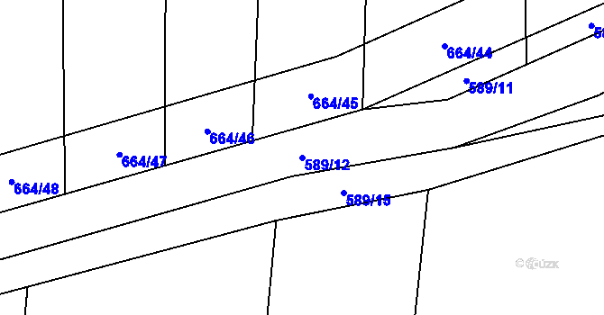 Parcela st. 589/12 v KÚ Hrobská Zahrádka, Katastrální mapa