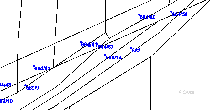 Parcela st. 589/14 v KÚ Hrobská Zahrádka, Katastrální mapa