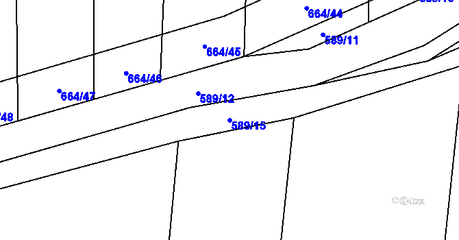 Parcela st. 589/15 v KÚ Hrobská Zahrádka, Katastrální mapa