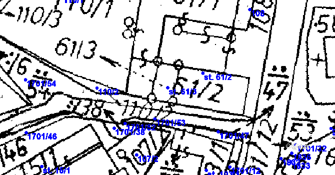 Parcela st. 61/3 v KÚ Obrataň, Katastrální mapa