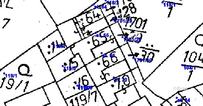 Parcela st. 66 v KÚ Obrataň, Katastrální mapa