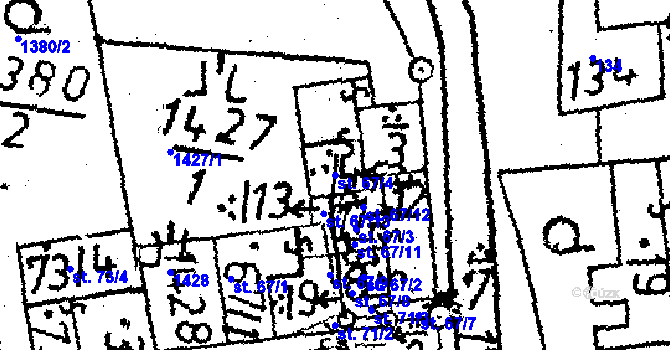 Parcela st. 67/4 v KÚ Obrataň, Katastrální mapa