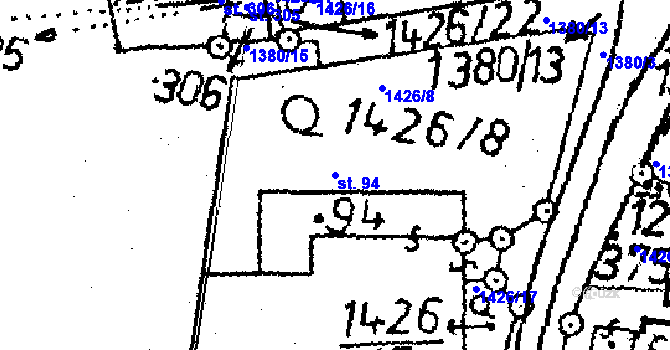 Parcela st. 94 v KÚ Obrataň, Katastrální mapa