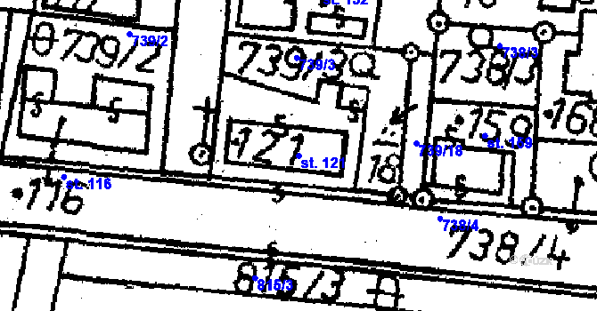 Parcela st. 121 v KÚ Obrataň, Katastrální mapa