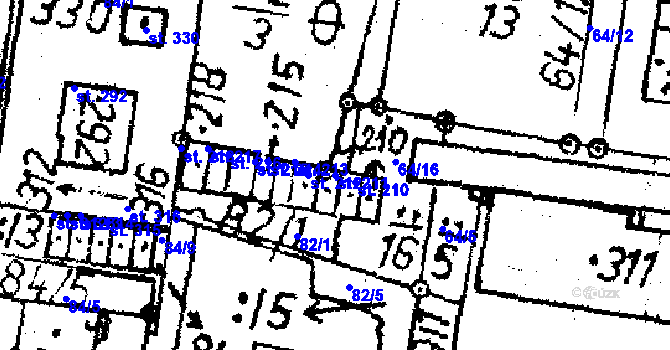 Parcela st. 211 v KÚ Obrataň, Katastrální mapa