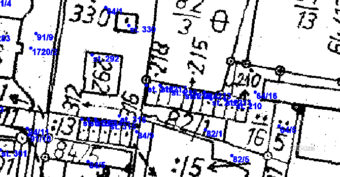 Parcela st. 216 v KÚ Obrataň, Katastrální mapa