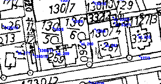 Parcela st. 260 v KÚ Obrataň, Katastrální mapa