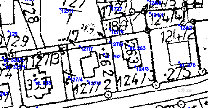 Parcela st. 262 v KÚ Obrataň, Katastrální mapa