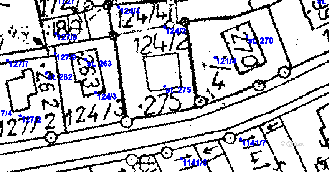 Parcela st. 275 v KÚ Obrataň, Katastrální mapa