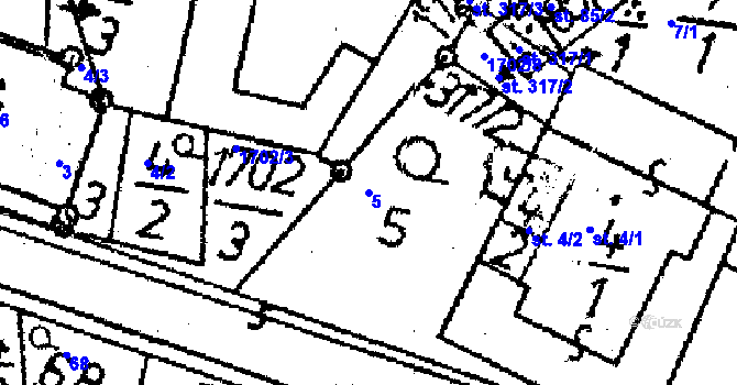 Parcela st. 5 v KÚ Obrataň, Katastrální mapa