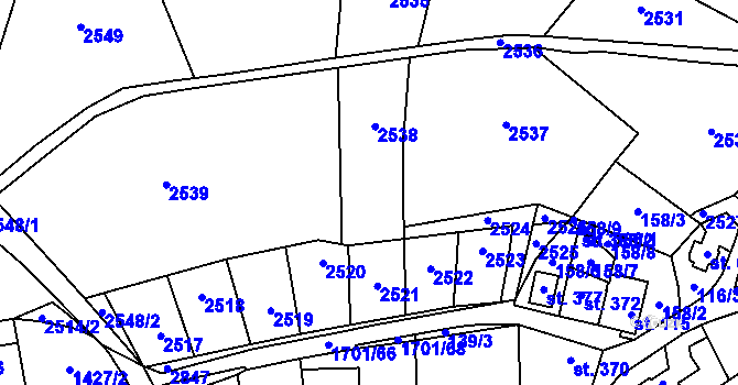 Parcela st. 150/2 v KÚ Obrataň, Katastrální mapa