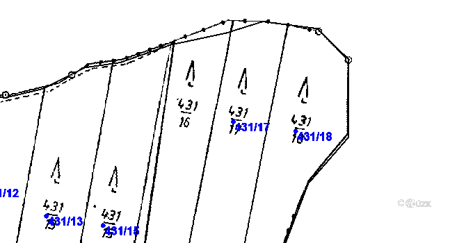 Parcela st. 431/17 v KÚ Obrataň, Katastrální mapa