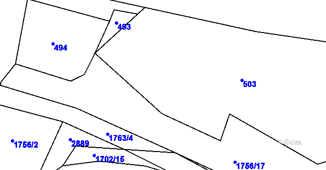 Parcela st. 495 v KÚ Obrataň, Katastrální mapa