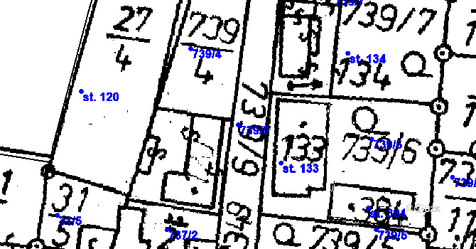 Parcela st. 739/9 v KÚ Obrataň, Katastrální mapa