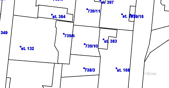 Parcela st. 739/10 v KÚ Obrataň, Katastrální mapa