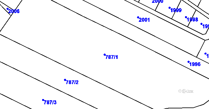 Parcela st. 787/1 v KÚ Obrataň, Katastrální mapa
