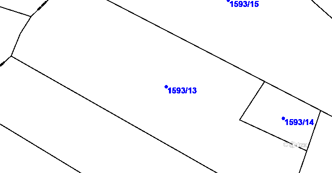 Parcela st. 1593/13 v KÚ Obrataň, Katastrální mapa