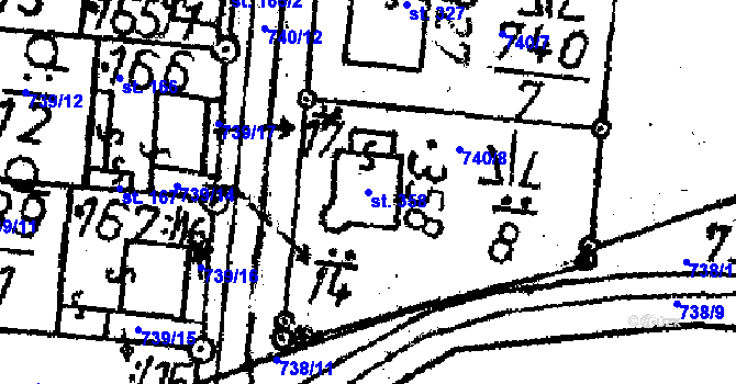 Parcela st. 358 v KÚ Obrataň, Katastrální mapa
