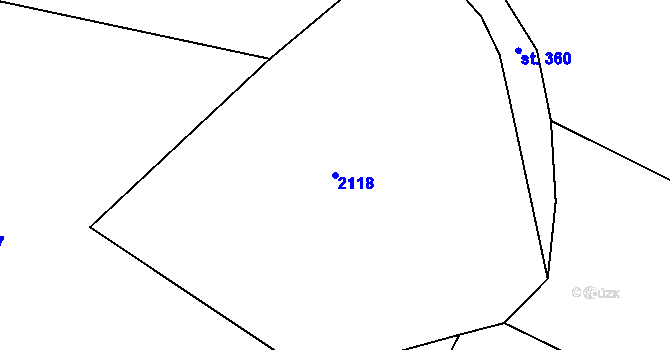 Parcela st. 2118 v KÚ Obrataň, Katastrální mapa