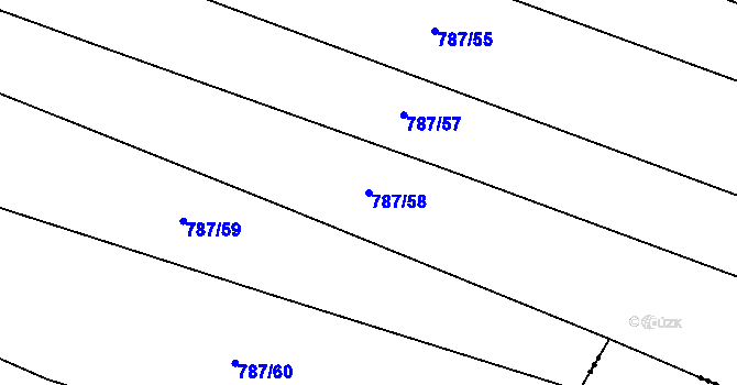 Parcela st. 787/58 v KÚ Obrataň, Katastrální mapa