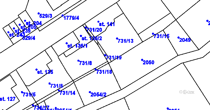 Parcela st. 731/19 v KÚ Obrataň, Katastrální mapa