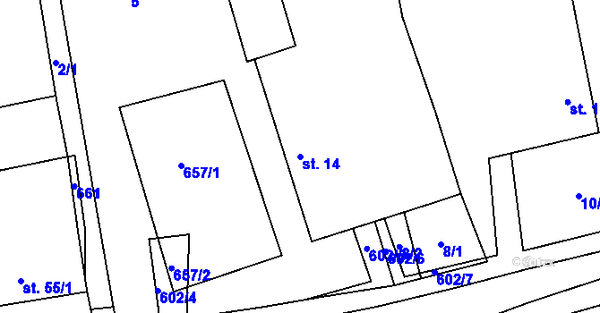 Parcela st. 14 v KÚ Šimpach, Katastrální mapa